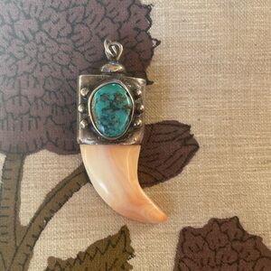 VintageTurquoise Sterling Silver /Agate Pendant